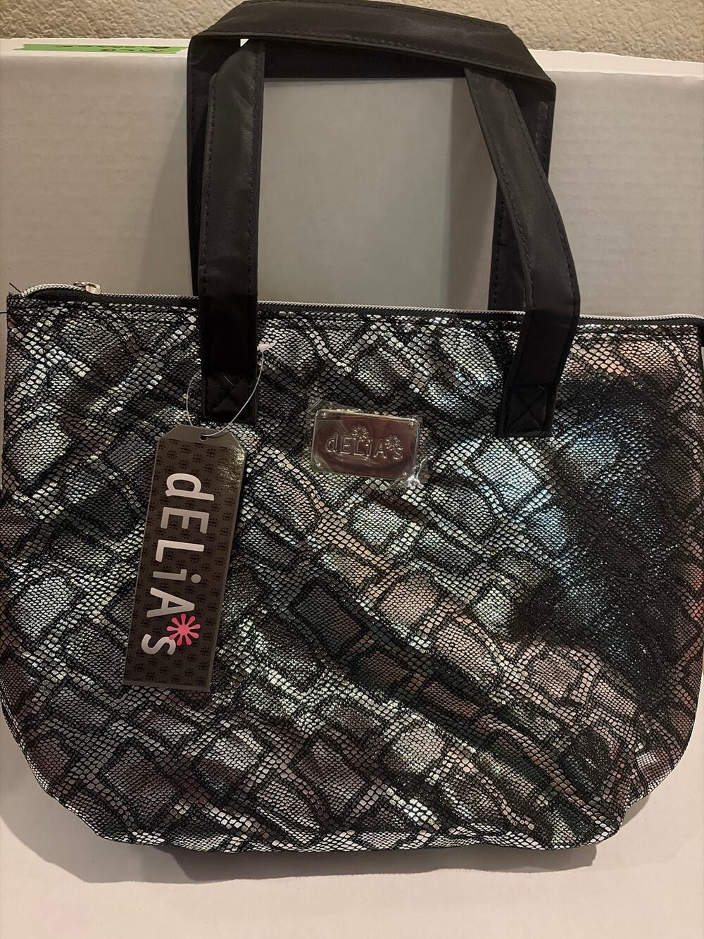 dELiA*s Metallic Snake-Print Insulated Lunch Tote Bag.